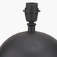 Benio Matt Black Metal Spherical Table Lamp Base with Vienna 35cm Taupe Chevron Mushroom Pleat Lampshade