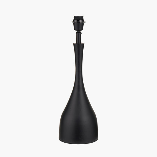 Llora Matt Black Metal Curved Table Lamp Base with Henry 35cm White Handloom Cylinder Lampshade