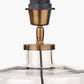 Josie Clear Glass and Antique Brass Metal Table Lamp Base with Lino 30cm Black Self Lined Linen Cylinder Lampshade