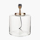 Josie Clear Glass and Antique Brass Metal Large Table Lamp Base with Edward 40cm Pistachio Green Linen Cylinder Lampshade