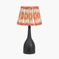 Corella Black Mango Wood Curved Table Lamp Base with Izara 40cm Cinnamon Ikat Patterned Mushroom Pleat Tapered Lampshade