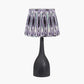 Corella Black Mango Wood Curved Table Lamp Base with Izara 40cm Lilac Ikat Patterned Mushroom Pleat Tapered Lampshade