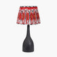 Corella Black Mango Wood Curved Table Lamp Base with Izara 40cm Red Ikat Patterned Mushroom Pleat Tapered Lampshade