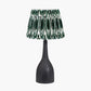 Corella Black Mango Wood Curved Table Lamp Base with Izara 40cm Racing Green Ikat Patterned Mushroom Pleat Tapered Lampshade