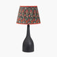 Corella Black Mango Wood Curved Table Lamp Base with Floressa 40cm Red Floral Patterned Mushroom Pleat Tapered Lamp Shade