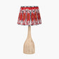 Corella Natural Mango Wood Curved Table Lamp Base with Izara 40cm Red Ikat Patterned Mushroom Pleat Tapered Lampshade