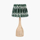 Corella Natural Mango Wood Curved Table Lamp Base with Izara 40cm Racing Green Ikat Patterned Mushroom Pleat Tapered Lampshade