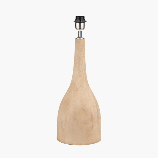 Corella Natural Mango Wood Curved Table Lamp Base with Lino 40cm Grey Self Lined Linen Cylinder Lampshade