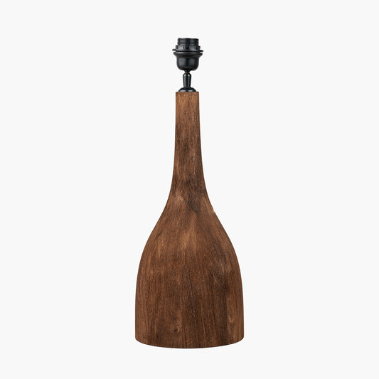 Corella Chocolate Brown Mango Wood Curved Table Lamp Base with Scallop 40cm Blue Ombre Soft Pleated Tapered Lampshade