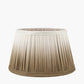 Corella Chocolate Brown Mango Wood Curved Table Lamp Base with Scallop 40cm Taupe Ombre Soft Pleated Tapered Lampshade