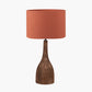 Corella Chocolate Brown Mango Wood Curved Table Lamp Base with Lino 40cm Cinnamon Self Lined Linen Cylinder Lampshade
