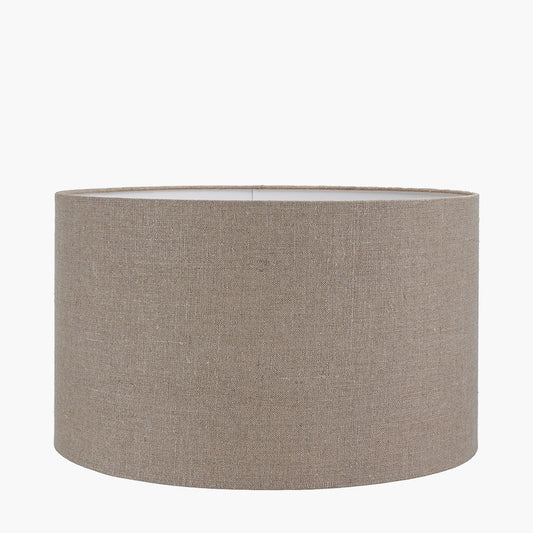 Koa Black Mango Wood Contemporary Table Lamp Base with Edward 35cm Natural Linen Cylinder Lampshade
