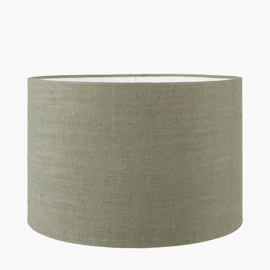 Koa Black Mango Wood Contemporary Table Lamp Base with Edward 35cm Pistachio Green Linen Cylinder Lampshade