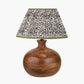 Kiah Brown Oiled Finish Mango Wood Round Table Lamp Base with Ornella 45cm Green Floral Design Mushroom Pleat Empire Lamp Shade