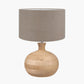 Kiah Natural Mango Wood Round Table Lamp Base with Edward 40cm Natural Linen Cylinder Lampshade