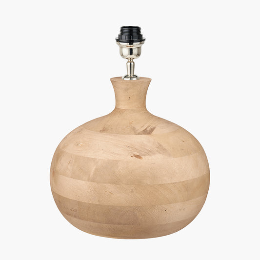 Kiah Natural Mango Wood Round Table Lamp Base with Edward 40cm Natural Linen Cylinder Lampshade