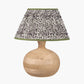 Kiah Natural Mango Wood Round Table Lamp Base with Ornella 45cm Green Floral Design Mushroom Pleat Empire Lamp Shade