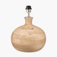 Kiah Natural Mango Wood Round Table Lamp Base with Lino 40cm Cinnamon Self Lined Linen Cylinder Lampshade