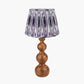 Nyari Brown Oiled Finish Mango Wood 3 Ball Design Table Lamp Base with Izara 40cm Lilac Ikat Patterned Mushroom Pleat Tapered Lampshade