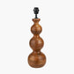 Nyari Brown Oiled Finish Mango Wood 3 Ball Design Table Lamp Base with Izara 40cm Red Ikat Patterned Mushroom Pleat Tapered Lampshade