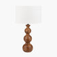 Nyari Brown Oiled Finish Mango Wood 3 Ball Design Table Lamp Base with Lino 40cm White Self Lined Linen Cylinder Lampshade