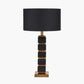 Maximo Matt Black and Antique Brass Cube Design Table Lamp Base with Harry 35cm Black Cotton Mix Cylinder Lampshade