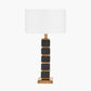 Maximo Matt Black and Antique Brass Cube Design Table Lamp Base with Harry 35cm Ivory Cotton Mix Cylinder Lampshade