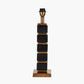 Maximo Matt Black and Antique Brass Cube Design Table Lamp Base with Harry 35cm Ivory Cotton Mix Cylinder Lampshade