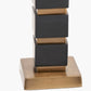 Maximo Matt Black and Antique Brass Cube Design Table Lamp Base with Stellan 35cm Black Slubbed  Silk Mix Gold Lined Cylinder Lampshade