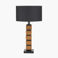 Maximo Antique Brass and Matt Black Cube Design Table Lamp Base with Harry 35cm Black Cotton Mix Cylinder Lampshade