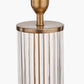 Ciara Clear Glass and Antique Brass Metal Table Lamp Base with Stellan 35cm Duck Egg Slubbed Silk Mix Gold Lined Cylinder Lampshade