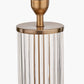 Ciara Clear Glass and Antique Brass Metal Table Lamp Base with Stellan 35cm Gold Slubbed Silk Mix Gold Lined Cylinder Lampshade