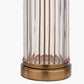 Ciara Clear Glass and Antique Brass Metal Table Lamp Base with Stellan 35cm Gold Slubbed Silk Mix Gold Lined Cylinder Lampshade