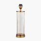 Ciara Clear Glass and Antique Brass Metal Table Lamp Base with Stellan 35cm Green Slubbed Silk Mix Gold Lined Cylinder Lampshade