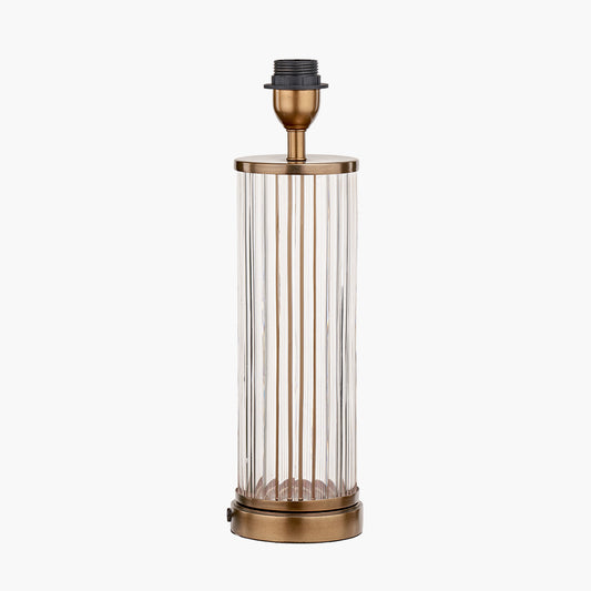 Ciara Clear Glass and Antique Brass Metal Table Lamp Base