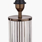 Ciara Clear Glass and Antique Bronze Metal Table Lamp Base with Stellan 35cm Gold Slubbed Silk Mix Gold Lined Cylinder Lampshade