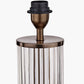 Ciara Clear Glass and Antique Bronze Metal Table Lamp Base with Stellan 35cm Green Slubbed Silk Mix Gold Lined Cylinder Lampshade