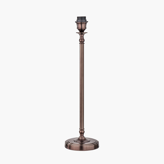 Piero Antique Bronze Metal Candlestick Table Lamp Base with Kamilah 35cm Blue Chevron Patterned Mushroom Pleat Tapered Lamp Shade