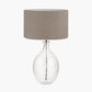 Elysia Bubble Glass and Silver Metal Curved Table Lamp Base with Edward 40cm Natural Linen Cylinder Lampshade