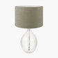 Elysia Bubble Glass and Silver Metal Curved Table Lamp Base with Edward 40cm Pistachio Green Linen Cylinder Lampshade