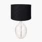 Elysia Bubble Glass and Silver Metal Curved Table Lamp Base with Lino 40cm Black Self Lined Linen Cylinder Lampshade