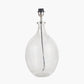 Elysia Bubble Glass and Silver Metal Curved Table Lamp Base with Lino 40cm Black Self Lined Linen Cylinder Lampshade