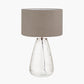 Elysia Bubble Glass and Silver Metal Table Lamp Base with Edward 40cm Natural Linen Cylinder Lampshade