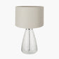 Elysia Bubble Glass and Silver Metal Table Lamp Base with Lino 40cm Grey Self Lined Linen Cylinder Lampshade