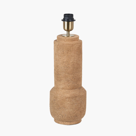 Gaiana Concrete Brown Stoneware Table Lamp Base with Lino 35cm Cinnamon Self Lined Linen Cylinder Lampshade