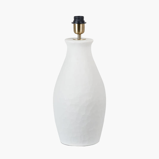Eirene White Textured Stoneware Table Lamp Base with Lars 40cm Ocean Blue Ikat Patterned Cylinder Lampshade