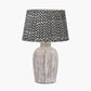 Ambrosia Natural Grooved Stoneware Table Lamp Base with Vienna 35cm Black Chevron Mushroom Pleat Lampshade