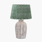 Ambrosia Natural Grooved Stoneware Table Lamp Base with Vienna 35cm Forest Green Chevron Mushroom Pleat Lampshade