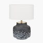 Etna Black and White Glass Table Lamp Base with Henry 40cm White Handloom Cylinder Lampshade