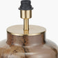 Cerdanya Brown and Beige Glass Table Lamp Base with Stellan 40cm Gold Slubbed Silk Mix Gold Lined Cylinder Lampshade